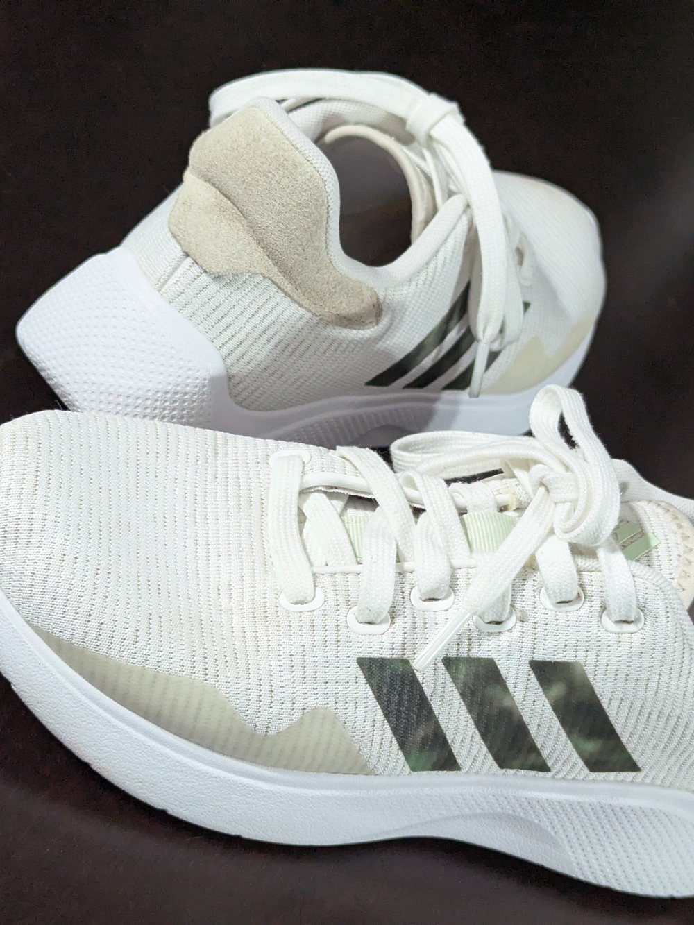 adidas Kids White Sneakers with Subtle Beige and Gray Stripes